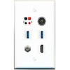 RiteAV Coax HDMI Speaker TOSLINK 2 USB-3 Flat/Solid Wall Plate [White]