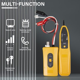 ESANHAO Wire Tracer Tone Generator Circuit Tester for Finding & Tracing Wires/Cables, Polarity Identify, Continuity Test, Network Telephone Line, Coaxial with Features Alligator Clips & RJ11 Plug