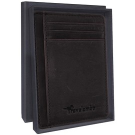 Travelambo Slim Wallet Front Pocket Minimalist Leather RFID Blocking Medium Size