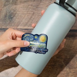 Die Cut Sticker Cape Elizabeth, Maine, Portland Head Lighthouse, Starry Night, Vinyl Sticker 3 to 6 inches, (Waterproof Decal for Cars, Water Bottles, Laptops, Coolers), Large