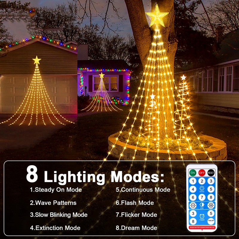 Christmas Tree Lights Waterfall, 9 Pieces 2 m 198 LEDs