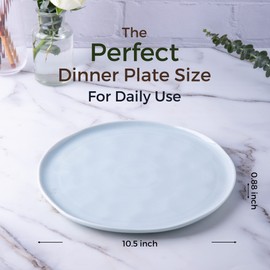 LERATIO Dinner Plates,10.5 inch Ceramic Plates Set of 6,Handmade Porcelain Plates for kitchen with Wavy Edge,Microwave & Dishwasher & Oven Safe,Light weight & Scratch Resistant Dishes Set