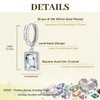 Trendy Austrian Crystal Rectangle Drop Leverback Earrings for Women 14k