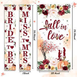 3Pcs Fall in Love Banner Set for Autumn Bridal Shower Decorations