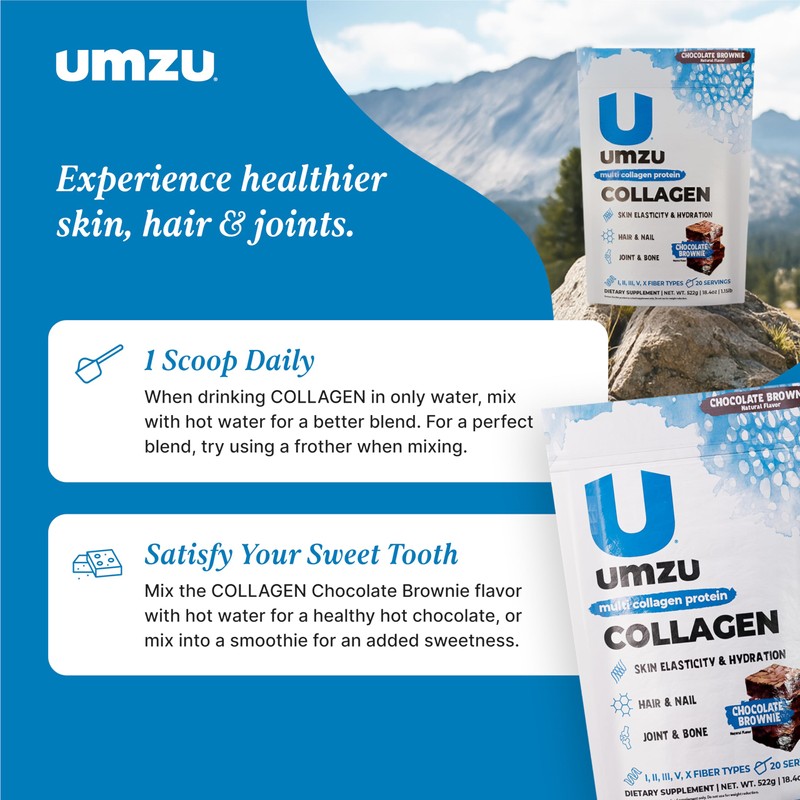 UMZU zuCollagen Multi Collagen Protein Powder, Chocolate – 5 Collagen