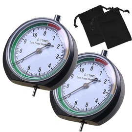 Tyre Tread Gauge, Measuring Range 0-11mm, Tread Depth Gauge, Colour Coded Universal Tyre Tread Gauge for Motorcycle, Car, Truck, Pack of 2