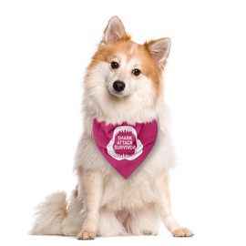 Shark Attack Survivor Dog Bandana, Shark Pet Scarf Accessories for Small Medium Dogs Cats Photo Prop, Pink Dog Bandana, Summer Beach Pet Triangle Scarf, Gifts for Dogs Lovers