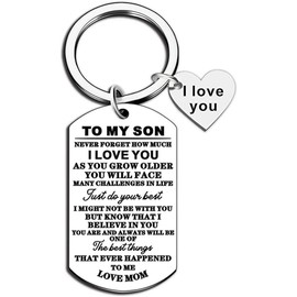Jstud Inspiration keychain for Son Graduation Birthday Christmas Gifts Never Forget How Much I Love You Dog Tag Keychain for Men
