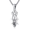 Eusense Triple Moon Goddess Necklace 925 Silver Pentagram Pendant Spiritual