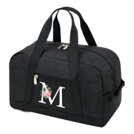 Small Gym Bag for Women Letter Style Small Duffle Bag for Travel Sport Carry on Bag-Black(Letter M)
