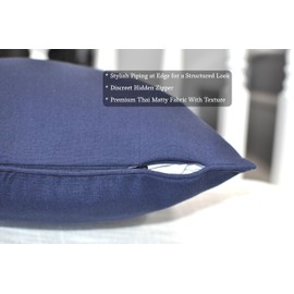 Navy Blue Lumbar Pillow Covers 20x12 with Piping Edge Indoor Outdoor Reversible Welted Border Cushion Covers Rolled Edge Trim Pillowcases for Living Room Bedroom Sofa Couch Chairs Patio