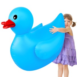 Hungdao 4 Feet Giant Inflatable Duck Huge Rubber Duck Large Blow up Pool Float for Kids Summer Beach Swimming Pool Carnival Birthday Party Decoration(Blue)