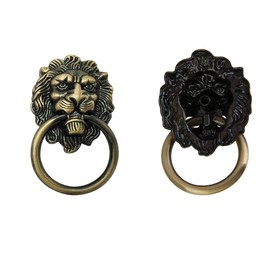 6 Pack Lion Head Knob Pull Handle for Dresser Drawer Cabinet Jewelry Box with Drawer Ring 1.57 x 2.64 Inch Antique Door Pulls Handle Knobs(Bronze)