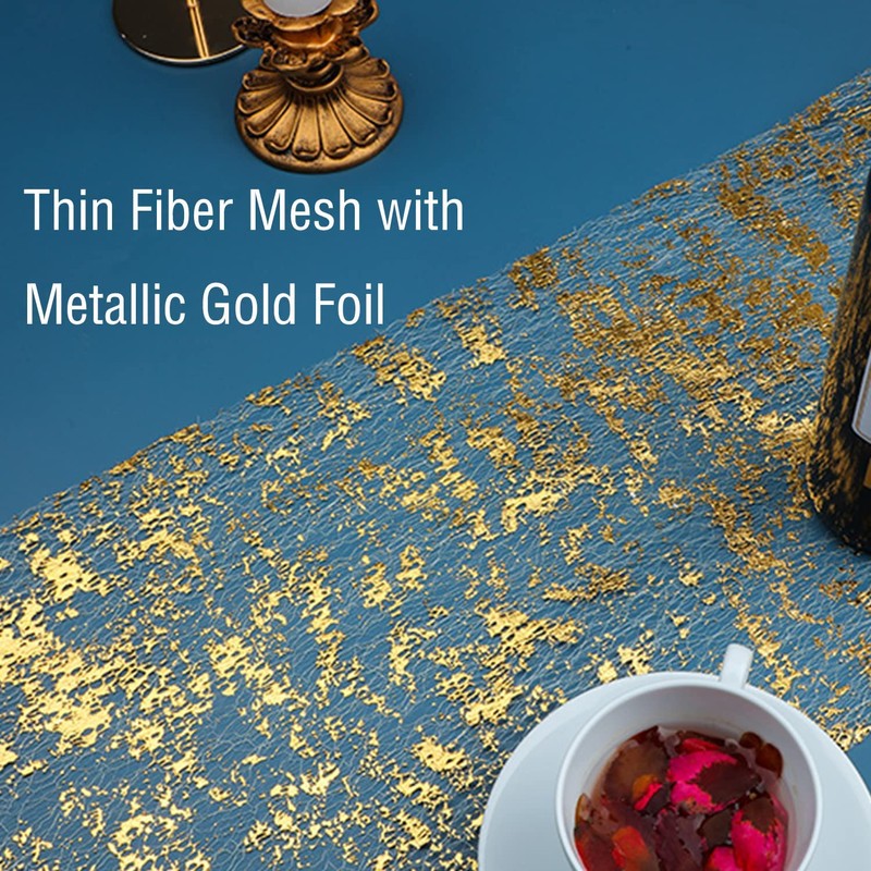 Snowkingdom 2PCS 108inchs Gold Table Runner, Sequin Glitter Foil Metallic