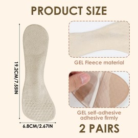 Joynine Shoe Insoles (2 Pairs), Heel Shoe Cushions - Arch Support, Comfortable and Soft, Suitable for High Heels, Universal for Women Gel Insoles