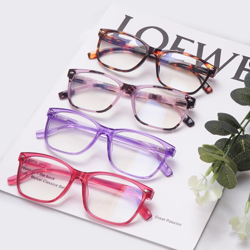 COJWIS 4 Pack Multifocus Progressive Reading Glasses for Women -