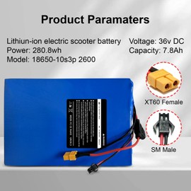 36v 7.8Ah Electric Scooter Battery Compatible with Gotrax FLEX&Compatible with Gyroshoes&Compatible with Gyroor Electric Scooter, Suitable for 350W-500W Motor, Dimensions 6.77 x 5.19 x 1.49 inches,01