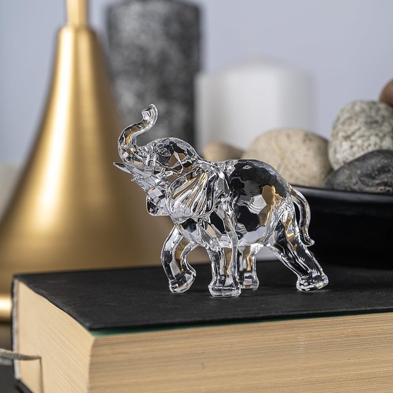 Ideen mit Herz Crystal elephant, decorative figure, collectible figure, faceted,