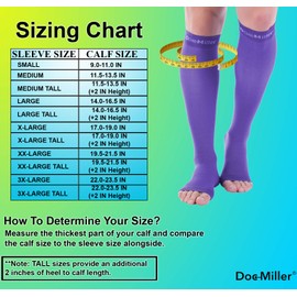 Doc Miller Calcetines de compresión sin dedos para mujeres y hombres, 1 par de 20-30 mmHg, calcetines de compresión de pantorrilla ancha, puntera abierta, recuperación de espinillas, maternidad