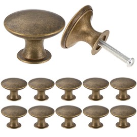 TsunNee 12PCS Vintage Cabinet Knobs, Chic Drawer Knobs, Antique Brass Kitchen Cupboard Handles, 30mm Round Furniture Door Knobs