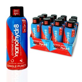 Nanohydr8 Workout Energy Drink with Nanotechnology for Fast Hydration and Electrolyte Recovery, 4 Ounce Shooter, Jungle Punch Extreme 12 Pack