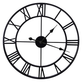 EURSON Large Wall Clocks Non-Ticking Silent 30 inch Battery Operated Oversized Metal Round Roman Numerals European Industrial Wall Clocks for Home Kitchen Living Room Office Decor
