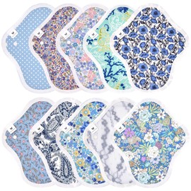 No 3 Organic Cotton Panty Liners, Set of 10, v14 gr Dark Blue, Mature Graceful Dark Blue Pattern