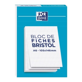 OXFORD Bristol A6 Q5/5 Unperforated Index Cards - White (Pack of 30)