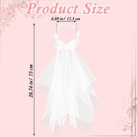 1 PCS Veil Headband Communion Veil Flower Crown for Women with Bridal Veils First Communion Bow Flower Crown Pearls Headpiece for Women Girls Wedding Bridal Festival Photography Hair Wreath Accessory