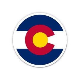 Squiddy Colorado Flag Circle - Vinyl Sticker Decal for Phone, Laptop, Water Bottle (3" Wide)