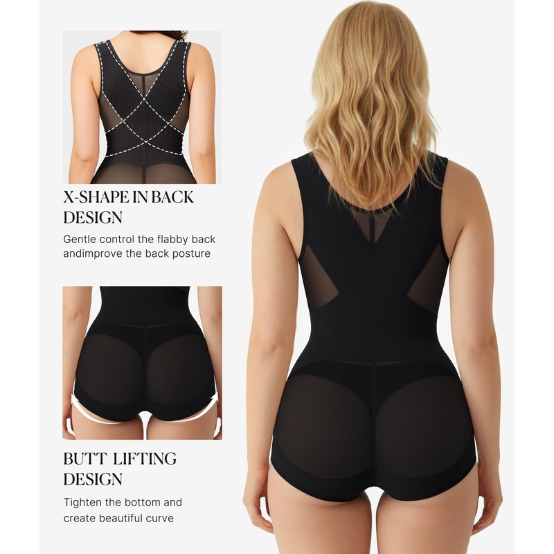 BRABIC Mesh Shapewear Bodysuit Tummy Control for Women Plus Size