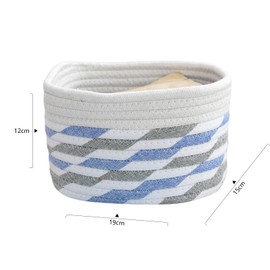 Storage Basket, 2 Pieces, Braided Cotton Knitting Basket, Braided Basket, Small Baskets, Changing Table Organiser for Bathroom, Bathroom, Children's Room, Changing Table, White and Jute (White)
