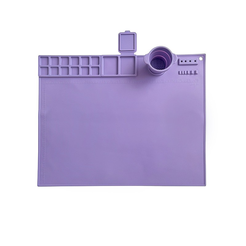 Silicone Painting Mat Washable Art Mat with Foldable Water Cup