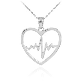 Collar con colgante de corazón abierto de plata de ley 925 plateado