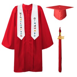 GraduatePro Kindergarten Graduation Cap and Gown Stole Package 2025 Tassel Set for Kids Red 30
