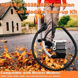 Hyceker 502846401 Ignition Coil Module for Husqvarna 150BT 150BF 350BT 350BF Redmax EBZ5100 EBZ5150 Jonsered BB2250 Backpack Leaf Blower Air Filter Tune Up Kit 502844401 Spark Plug Primer Bulb Parts