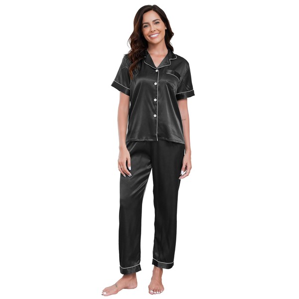 TeJoyce Pyjamas for Women Satin Pjs Set Soft Ladies Silk