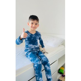 Owlivia Toddler Pajamas, 100% Organic Cotton Baby Long Sleeve Pajama Sets, Boy Girl 2-Piece Sleepwear(5 Years, Tie Dye Dark Navy)