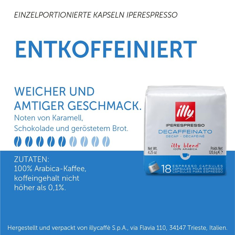 illy Iperespresso Coffee Capsules Classic Roast DECAFFEINATO, 1 Pack of