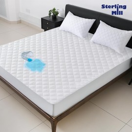 Sterling Mill Premium Quality Extra Deep 17” Waterproof Quilted Fitted Mattress Protector Cover Single Double King SuperKing (Double)