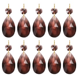 PATIKIL Teardrop Crystal Chandelier, 10 Pack 60mm Length Prisms Part Dark Brown