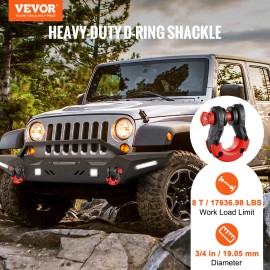 VEVOR 2 Pack 3/4" D Ring Shackle with 7/8" Screw Pin 66139 lbs Break Strength