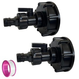 IBC Tank Adapter with Plug for System Gardena Garden Hose, IBC Tank Accessories IBC Tank Cap Adapter S60 x 6 to 3/4 Inch with Regulating Valve Plug-In Coupling Compatible with Gardena System (Pack of