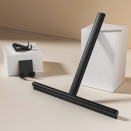 EMKE Duschabzieher Schwarz Silikon 22 cm breit, ohne Bohren, Fensterabzieher, Glasabzieher mit Edelstahl Kern, Duschwischer mit Halterung für Dusche, Spiegel, Fenster, Badezimmer