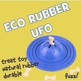 Fuzzl Chuck & Treat Sky Eco Rubber Saucer Durable Chew Toy for Aggressive Chewers, Strong Dog Toys for Dogs, Durable Puppy Toy