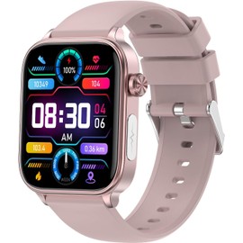 bergxperten GlucoCare SOS Smartwatch for Men and Women, Fitness Watch with Bluetooth, Calls & Messages, Compatible with Android iOS (Pink(Rubber Strap))