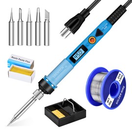 Electronics Soldering Iron Kit, SREMTCH 80W LCD Digital Soldering Gun with Adjustable Temperature Controlled and Fast Heating Ceramic Thermostatic Design, ON-Off Switch 20pcs Solder Kit Welding Tool