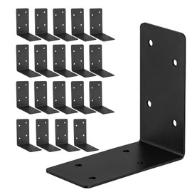 YVHFWOY 20Pcs Corner Braces,4"x4"x2" Black L Brackets for Wood,Heavy Duty 2mm Steel Black Raised Garden Bed Corner Brackets,90 Degree L Shape Bracket for Furniture,Bed,Shelf Bracket
