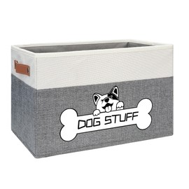 Thankspaw Foldable Dog Toy Box, Fabric Dog Toy Bin, Folding Organizer Home Décor Bin with Handle, Collapsible Toy Box Organizer for Pet Leash, Blanket, Clothes, Chew Toys and Accessories