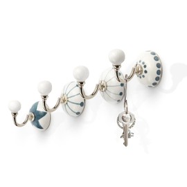 KnobKnob Set of 4 Handmade Coat Hooks | 4 Different Color Design Ceramic Towel Hooks | Wall Hooks Ideal for Any Home, Kitchen, Bathroom or Office | Antique Ceramic Hook Sets (Grey)